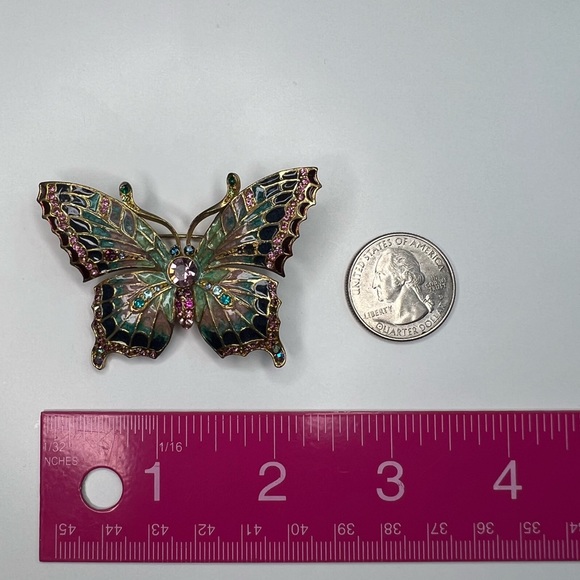 Gorgeous Multicolored Enamel Rhinestone Butterfly Brooch - Picture 14 of 14
